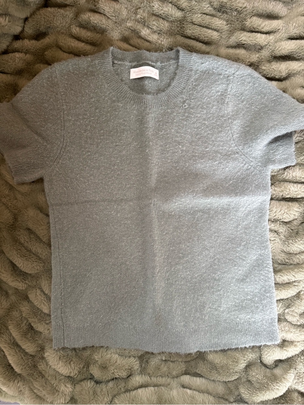 Abercrombie Merino Wool Blend Sage Short Sleeve Sweater M